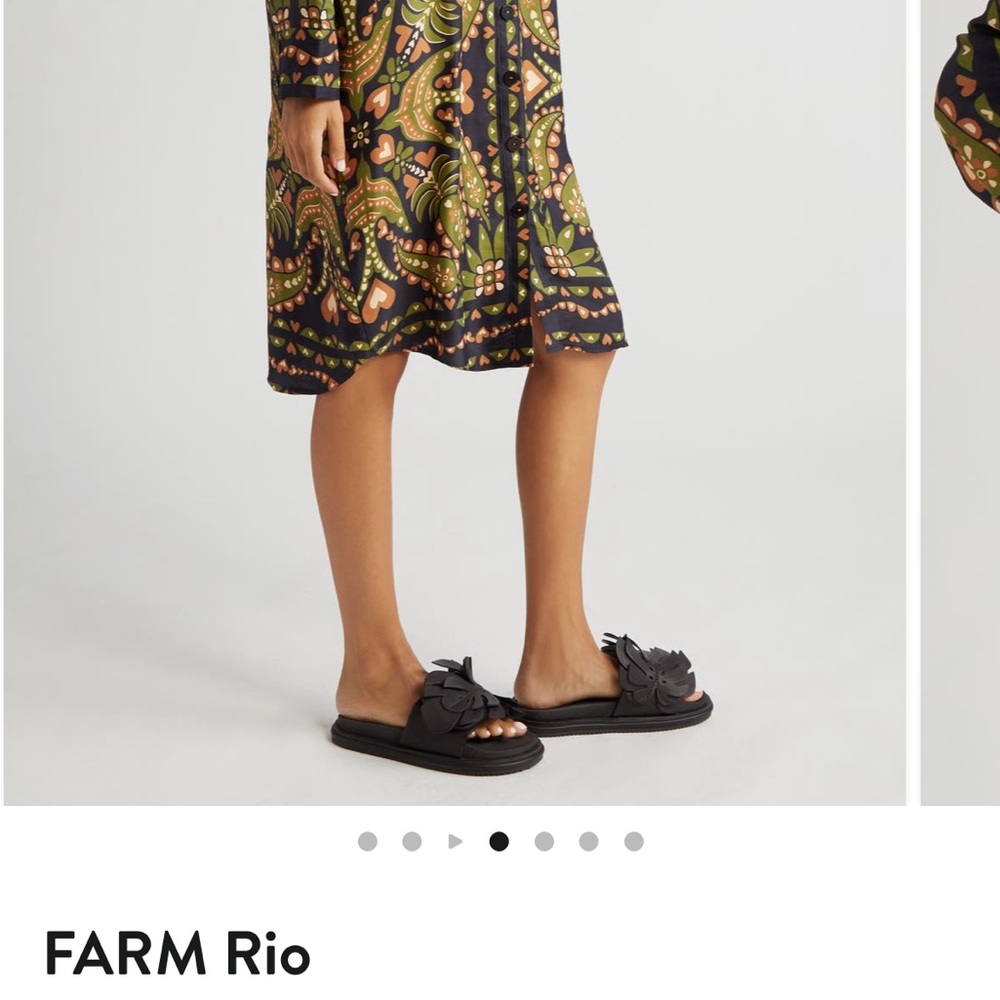 FARM Rio Green & Black Paisley Button-Front Shirt dress - Picture 3 of 4